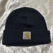 Carhartt Men's Black Acrylic Rib Knit Cuffed Logo Beanie Hat One Size Men's Beanie price