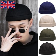 Mens Retro Docker Brimless Hat Beanie Skullcap Worker Sailor Cap Rolled Cuff UK Men's Beanie price