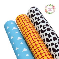 OFFER PACK 3 Cowboy themed printed Canvas Fabric For Hair Bows A4 Toy Story Canvas price