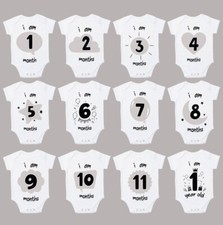 Baby 12-Month Milestone Grows Set | 12 in a pack Baby Bodysuit Set price