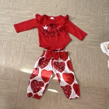 Girls 3-6 Months 2pc Outfit Set Princess Long Sleeve Bodysuit & Heart Trousers Baby Bodysuit Set price