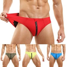 Men's Briefs Swim Trunks Underwear with Open Front Zip Beach Underpants Swimwear Men's Swimwear price