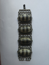 Vintage Selro Style Wide Panel Bracelet Zebra Lucite Silver Tone 19cm 79.8g Fashion Bracelet price