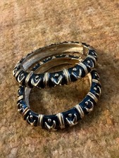 Vintage Gay Boyer Black Enamel Gold Tone Hinged Bangle Bracelets Set of 2 Fashion Bracelet price