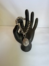 Vintage 1950's 1960's Silver-toned NAPIER Bracelet Featuring Filigree Egg Charm Fashion Bracelet price