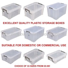 NEW Allstore Commercial Quality Clear Plastic Storage Box Boxes & Lids 33 Sizes Storage Box price