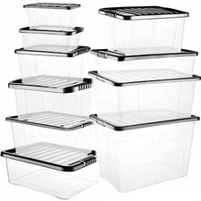 Clear Plastic Storage Boxes with Lids Stackable Box Home Office Kitchen UK Made Storage Box price