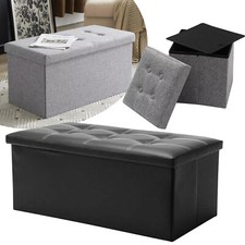 Folding Ottoman Storage Box Pouffe Seat Stool Home Chair Foot stool Bench LINEN Storage Box price