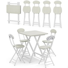 Folding Table & Chairs Indoor Outdoor Bistro Set Kitchen Dining Furniture White Table & Chair Set price