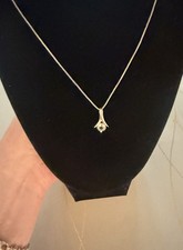 Elegant Sterling Silver Necklace with Aquamarine pendant and Diamond accents Diamond Necklace price