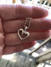 Vintage Heart Diamond Sterling Necklace Pendant. Diamond Necklace price