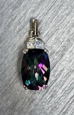 10K Yellow Gold Diamond And Synthetic Mystic Sapphire Pendant Diamond Necklace price