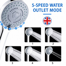 5 Mode Shower Head Bath High Pressure LARGE Chrome Handset Heads Water Saving UK Shower Head price