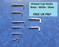 DRESSER CUP HOOKS - L Shaped - Plate Hanging Hanger or Mug BRASS SILVER WHITE Dresser price