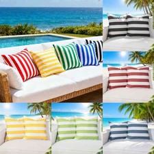 UK Striped WATERPROOF Outdoor Cushion Cover Garden Furniture Pillow Case 18" 20" Cushion / Furniture Pillow price