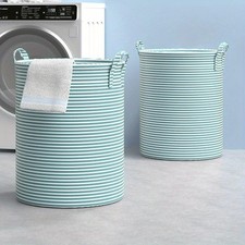 Non-Woven Fabric Striped Laundry Basket Folding Large Capacity Clothes Storage Laundry Basket price