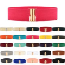 Women's Elasticated Belt Wide 40s Stretchy Retro Vintage Waist Cinch Gold Buckle Women's Belt price