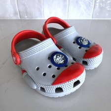 Crocs Fun Lab Rocket Ship Clogs Kids Size C7 Gray Red Space Astronaut Shoes Unisex Children's Casual Shoes price