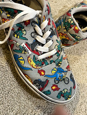VANS Unisex Kids Dinosaur Print Low Top Canvas Lace-Up Sneakers US 5 Unisex Children's Casual Shoes price