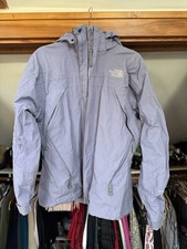 North Face HyVent Jacket Womens Large Purple Hooded Rain Coat Waterproof Long Coat price