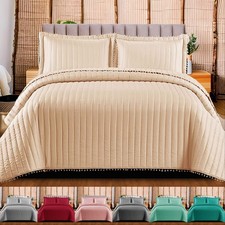 3 Piece Quilted Embossed Bedspread Single Double King Size Bedding Set Bed Throw Bedspread price