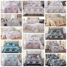 Patchwork 3 Piece Quilted Printed  Bedspread Comforter bed Throw and Pillow Sham Bedspread price