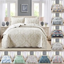 3 Piece Quilted Bedspread Patchwork Printed Bed Throw Double King Size Comforter Bedspread price