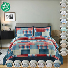 Bedspread 3 Piece Quilted Comforter Bedding Set Single Double Super King Size Bedspread price