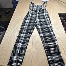 SHEIN Women’s Plaid Jumpsuit Overalls Size Small Polyester And Spandex Women's Jumpsuit and Dungarees price