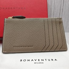 BONAVENTURA Leather Zip Card Holder Coin Case Greige Unused Box Dust Bag Auth Unisex Card Holder price