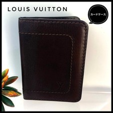 Louis Vuitton Card Case Business Card Holder Leather Brown Black M97023 Unisex Card Holder price