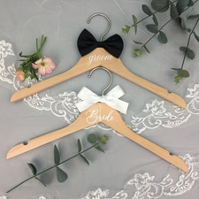WEDDING DRESS HANGER SUIT HANGER Bride Groom Coathanger Set Gown Timber Wood Dressing Gown Hanger price