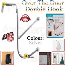 Chrome Over The Door Coat Hanger Double Hook Strong Metal Clothes Towel Peg Rack Dressing Gown Hanger price