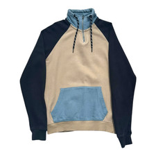 Blend Sweatshirt Men's UK Size S Blue Beige 1/4 Zip Drawstring 100% Cotton T-Shirt & Sweatshirt (Outdoor) price