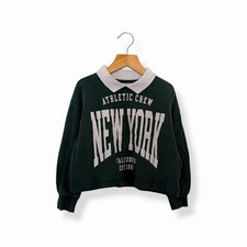 Zara Kids Dark Green Cropped New York’ Polo Sweatshirt Jumper Age 6 Years Girls' Sweatshirt price