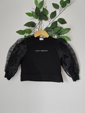 Zara Girls Black Sweatshirt 6 Years 116cm Puff Sheer Floral Sleeve Jumper Top Girls' Sweatshirt price
