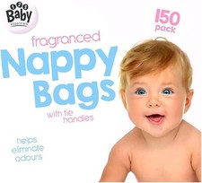 🔥150 Disposable Fragranced Nappy Bags Bin Sacks Baby Tie Handle Diaper Scented Nappy Disposal Bags price