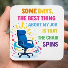 Office Work Chair Spins Funny Novelty Glossy Wooden Coaster Tea/Coffee co72 Office Work Chair price