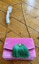 Boden Velvet Gold Chain Shoulder Strap bag, pink and green - never used Clutch Bag price
