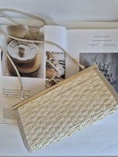 Vintage Debonair Jerri Straw Clutch Bag Made in Italy Woven Wicker Raffia 80s Clutch Bag price