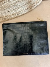 Whistles Shiny Croc Leather Clutch Bag • Good Condition• Black • Clutch Bag price