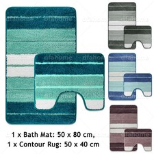 Luxury Striped Flocked Bathroom Rug Bath Mat Rug Pedestal Super Soft Non Slip Bathroom Rug price