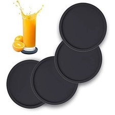 Non-Slip Round Black Silicone Coasters Non-slip Cup Mats Pad Drinks Table Glass Coaster price