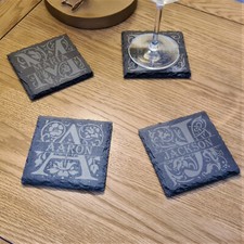 Personalised Slate Coaster, Monogram Initial with Any Name 100mm COFFEE TEA Coaster price