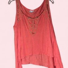 Y2K Boho Maui Girl Hawaiian Coral Beaded High-Low Asymmetrical flowy Tank Top Girls' Tank Top price