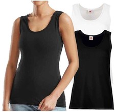 Ladies Women Girls  VEST TOP Tank FRUIT OF THE LOOM Plain 100% Cotton Girls' Tank Top price