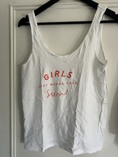 White Sleeveless Tank Top Features Text “ Girls Just Wanna Have Sun” Girls' Tank Top price