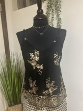 About a Girl Black Sequin Mesh Camisole Tank Spaghetti Adjustable Straps M Girls' Tank Top price