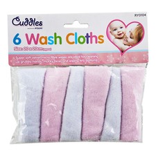 6pk Soft Baby Wash Cloths Towel Flannel Machine Wash 0 Months + Pink Girl Baby Towel price