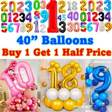 Number Balloons 40" (101cm) Foil Birthday Party Large Helium Air Decoration Birthday & Party price